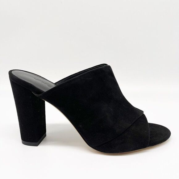 VINCE Heath Cross Strap Black Suede Sandal